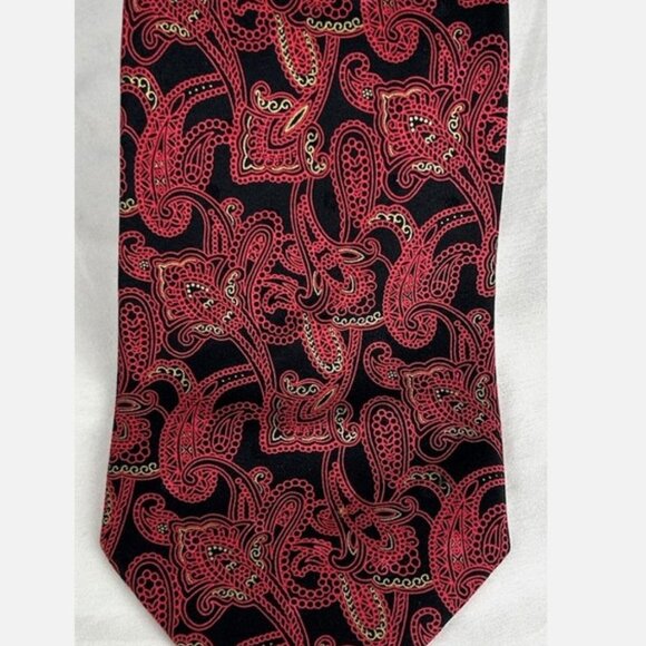 Brioni Black Red Gold Paisley 100% Silk Neck Tie Handmade In Italy Floral - Picture 2 of 5